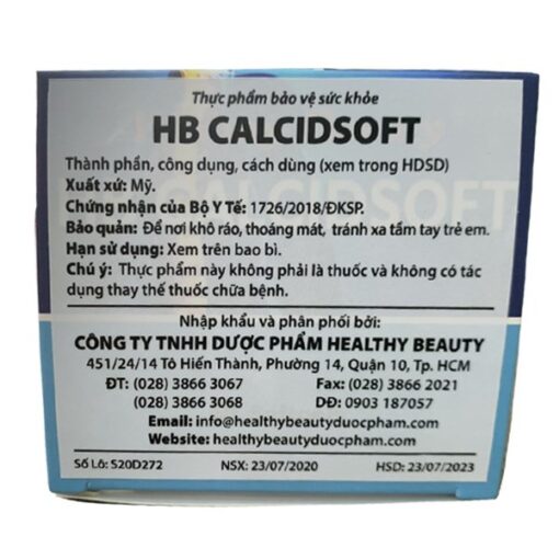 Bổ sung Calcium và Vitamin D Healthy Beauty HB CalcidSoft