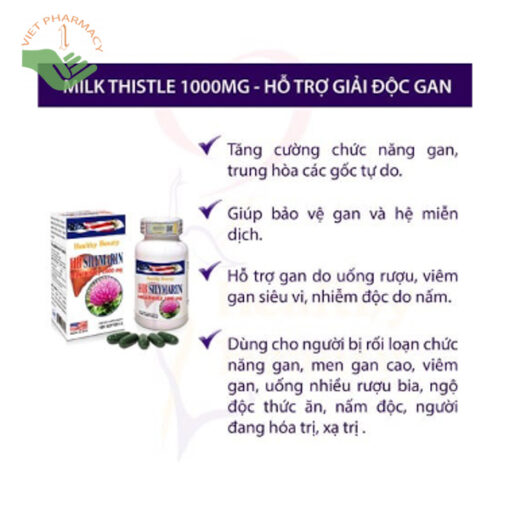 Viên uống bổ gan Healthy Beauty HB Silymarin Milkthistle 1000mg