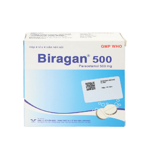 Thuốc Biragan 500mg (Hộp 4 vỉ x 4 viên sủi)