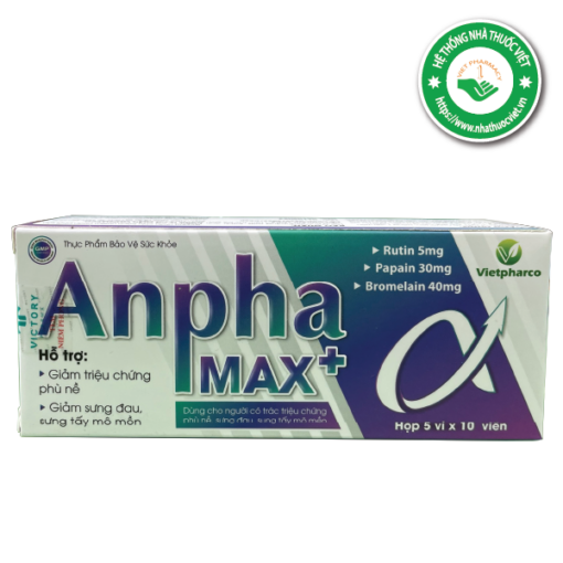 Hỗ trợ giảm phù nề Vietpharco Anpha MAX+ (Hộp 5 vỉ x 10 viên)