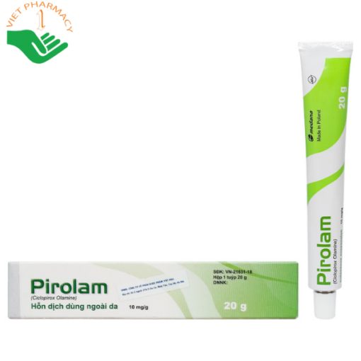 Hỗn dịch dùng ngoài Pirolam 10mg/g trị nấm da, móng