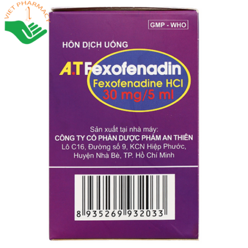 Hỗn dịch uống A.T Fexofenadin 30mg/5ml