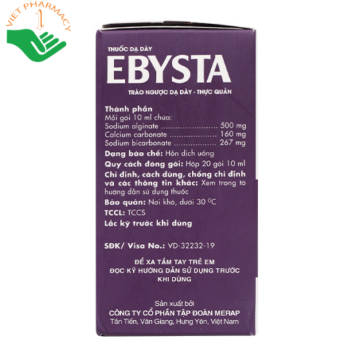 Hỗn dịch uống Ebysta 20mg