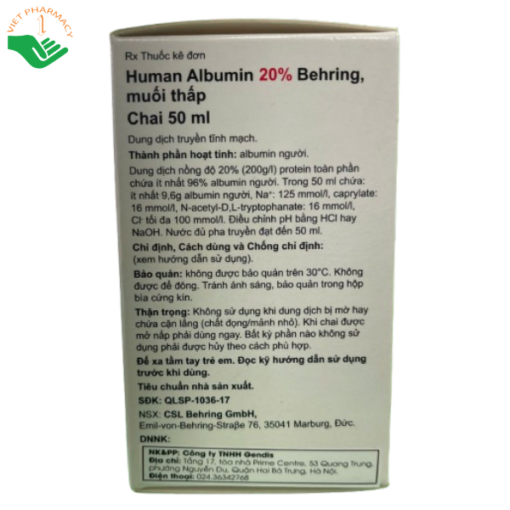 Human Albumin 20% Behring, Low Salt