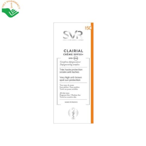 Kem chống nắng hỗ trợ làm mờ vết nám SVR CLAIRIAL Creme SPF50+