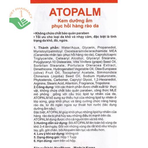 Kem dưỡng ẩm phục hồi hàng rào da Atopalm