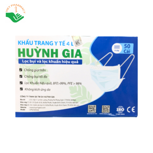 Khẩu trang y tế 4 lớp Huỳnh Gia