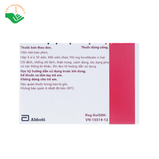 Lipanthyl Supra 160mg (Hộp 3 vỉ x 10 viên)