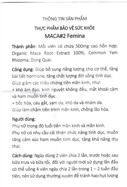 Maca # 2 Femina tăng cường sinh lý nữ