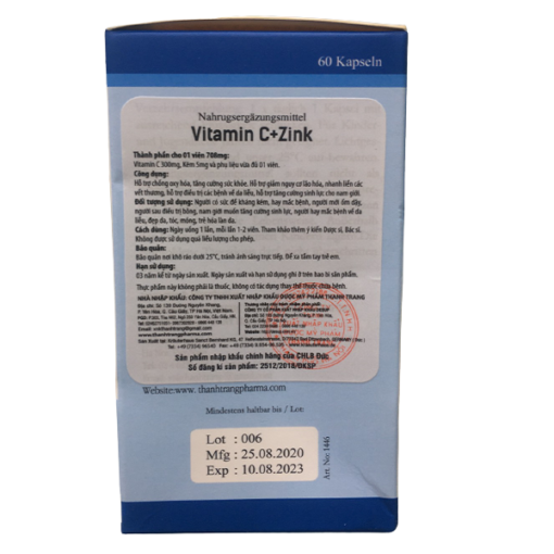 Hỗ trợ tăng cường sinh lực nam giới Vitamin C+ Zink