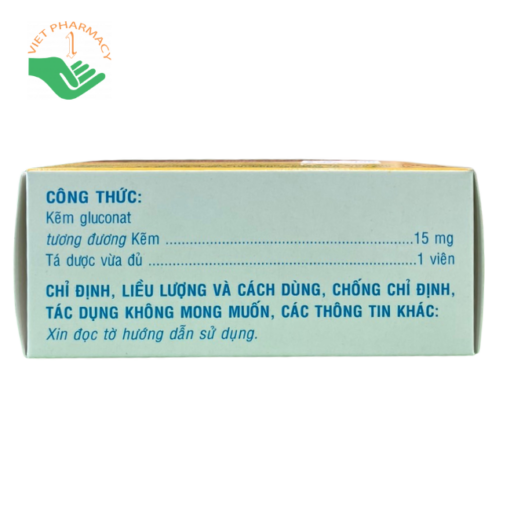 Viên nén Mebizinc 15mg trị viêm do mụn trứng cá nhẹ và vừa, viêm da đầu chi ruột