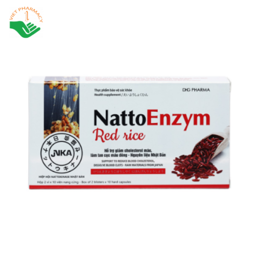 Viên uống NattoEnzym Red Rice giảm cholesterol máu, làm tan cục máu đông