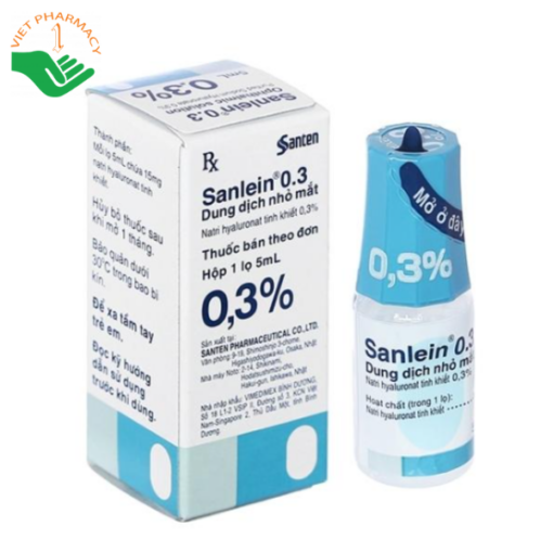 Dung dịch nhỏ mắt Sanlein 0.3% Santen hỗ trợ điều trị tổn thương biểu mô kết - giác mạc