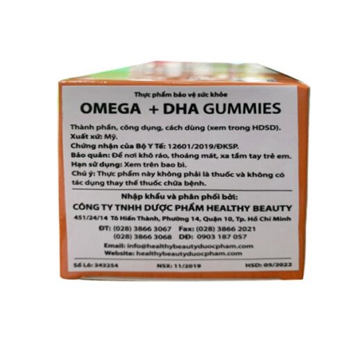 Viên uống bổ não Healthy Beauty Gluten Free Omega + DHA Gummies