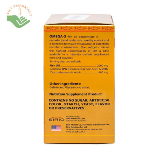 Dầu cá Omega 3 1000mg Sirio Pharma (Hộp 100 viên)