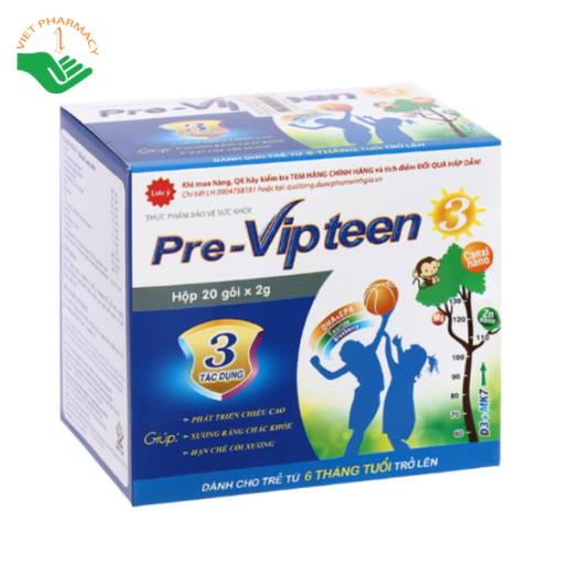 Pre Vipteen 3 - giúp xương răng chắc khoẻ, ngừa còi xương