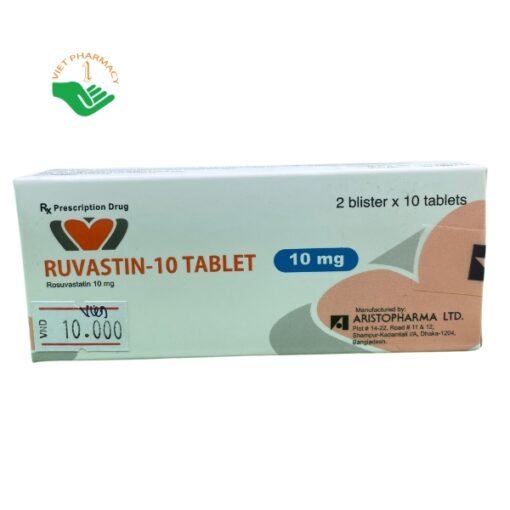 Thuốc trị rối loạn mỡ máu Ruvastin-10 Tablet