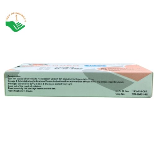 Thuốc trị rối loạn mỡ máu Ruvastin-10 Tablet