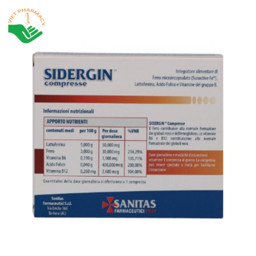 SIDERGIN® Compresse - Giúp bổ sung sắt,  tăng cường sức đề kháng