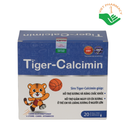 Siro canxi Hổ Tiger Calcimin Pharmalink OTC (Hộp 20 ống x 10ml)