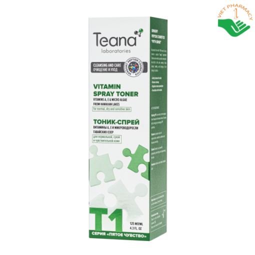 Toner dạng xịt cấp ẩm, làm săn chắc da với chiết xuất tảo vi sinh và vitamin A, E - Teana "Fifth Sense" T1 Vitamin Spray Toner