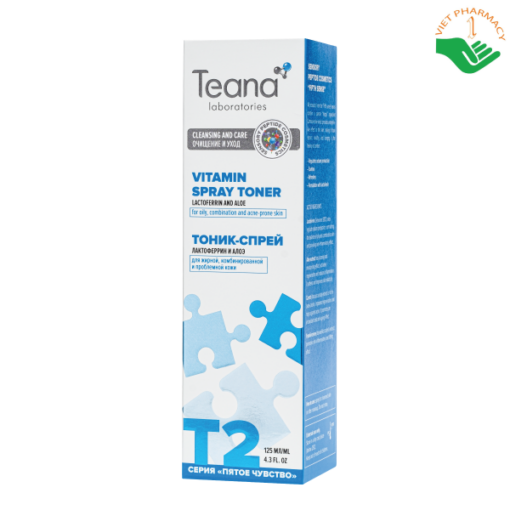 Toner dạng xịt giúp kiềm dầu, giảm mụn với chiết xuất lô hội và Lactoferrin  - Teana "Fifth Sense" T2 Vitamin Spray Toner