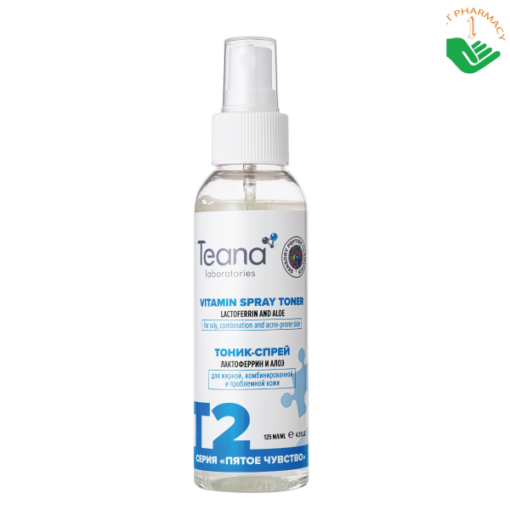 Toner dạng xịt giúp kiềm dầu, giảm mụn với chiết xuất lô hội và Lactoferrin  - Teana "Fifth Sense" T2 Vitamin Spray Toner