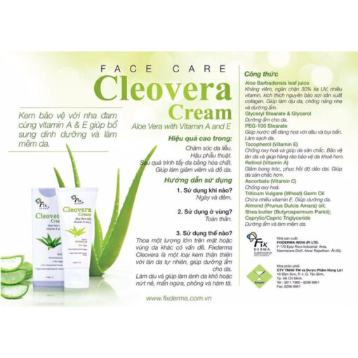 Kem dưỡng ẩm Fixderma Cleovera Cream ngăn ngừa khô nứt da