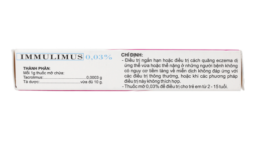 Immulimus 0.03% tuýp 10g - Thuốc mỡ bôi da trị eczema