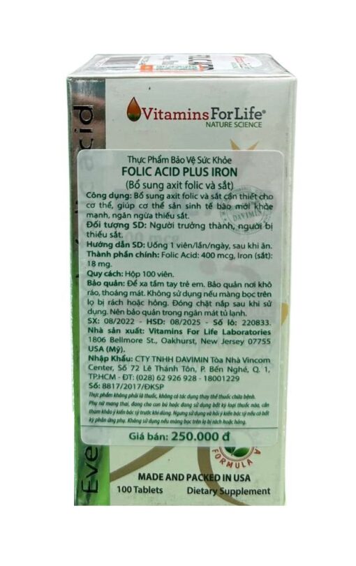 Thực phẩm bảo vệ sức khỏe Folic Acid Plus Iron