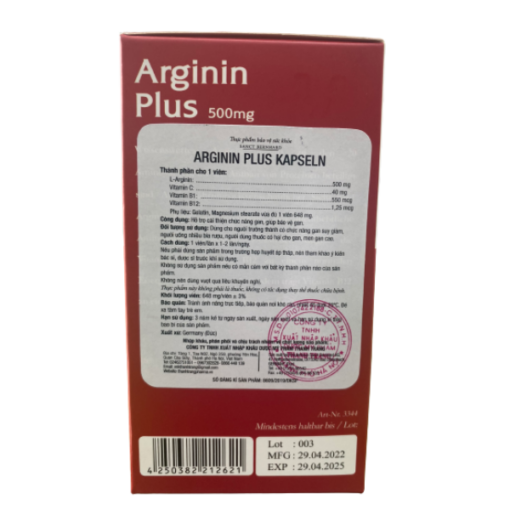 Thực phẩm hỗ trợ chức năng gan Arginin Plus 500mg