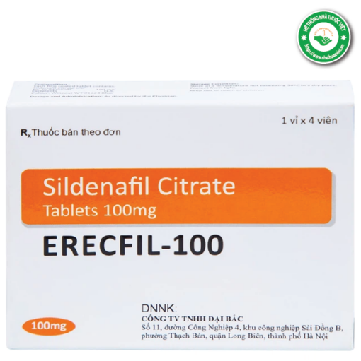 Thuốc cường dương ERECFIL-100 (Sildenafil Citrate 100mg)