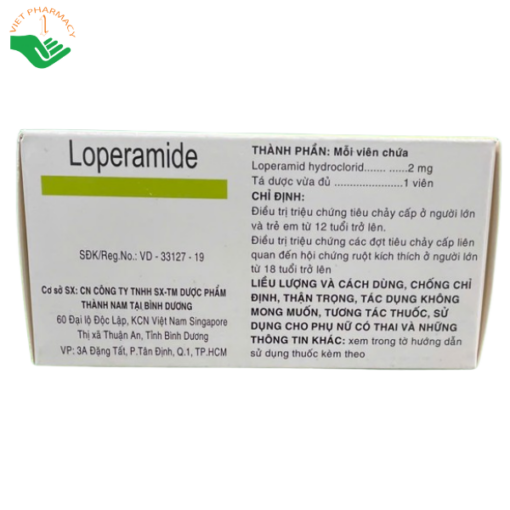 Thuốc điều trị chứng tiêu chảy cấp Loperamide