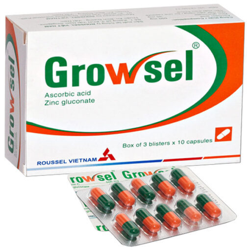 Thuốc Growsel (3 vỉ x 10 viên) - Giúp bổ sung vitamin C, kẽm