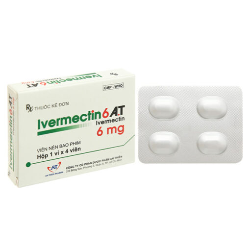 Thuốc Ivermectin 6 A.T trị giun, ấu trùng (1 vỉ x 4 viên)