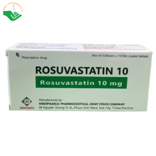 Thuốc phòng ngừa biến cố tim mạch Rosuvastatin 10mg Medipharco