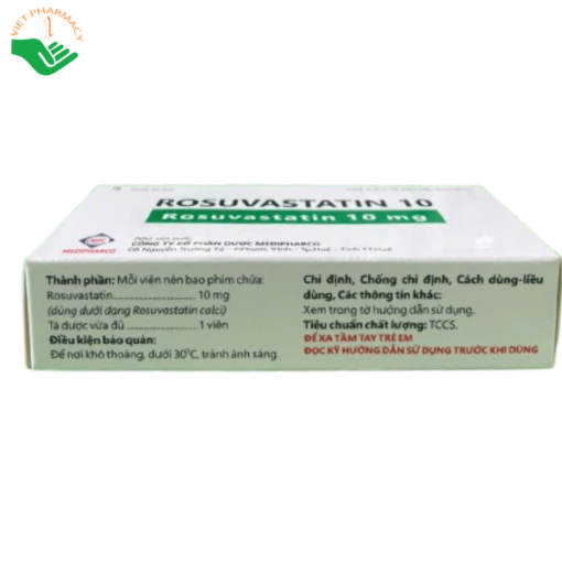 Thuốc phòng ngừa biến cố tim mạch Rosuvastatin 10mg Medipharco