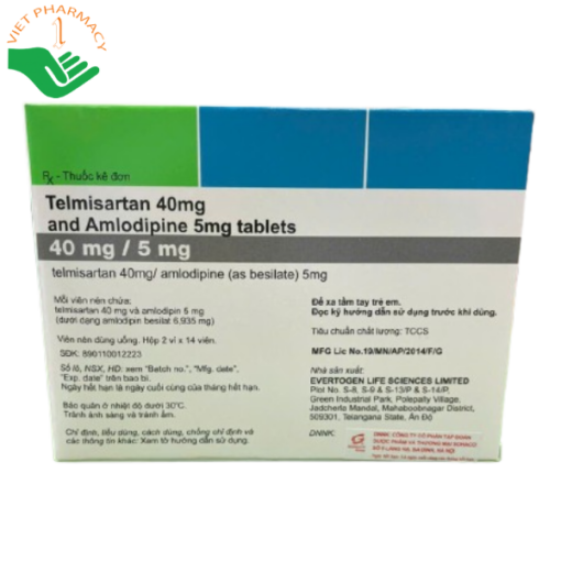 Thuốc Telmisartan 40mg and Amlodipine 5mg (2 vỉ 14 viên)