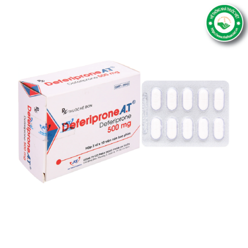 Thuốc thải sắt Deferiprone A.T 500mg (Hộp 30 viên)