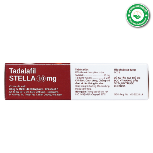 Thuốc trị rối loạn cương dương Tadalafil 10mg STELLA (Hộp 1 vỉ x 2 viên)