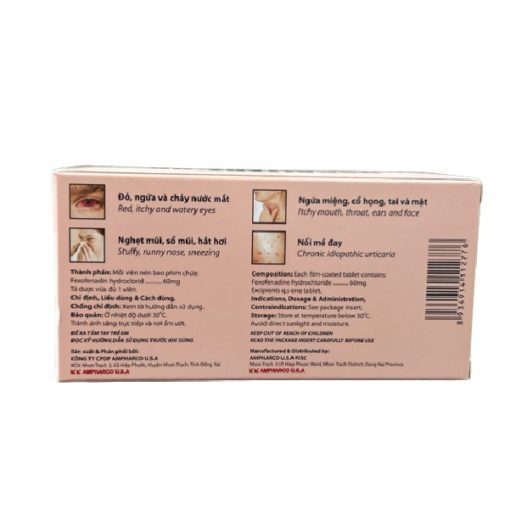 Thuốc kháng dị ứng USAALLERZ 60mg (Hộp 100 viên)