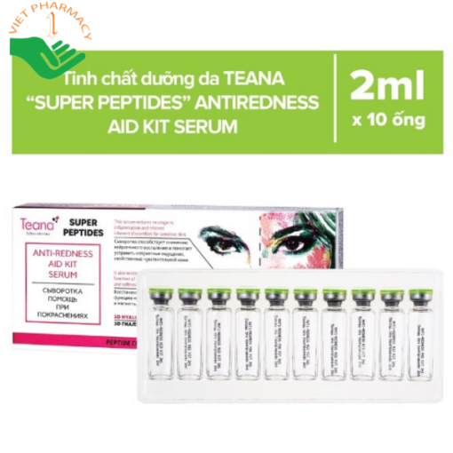 Tinh chất dưỡng da giảm đỏ, viêm và phục hồi da nhạy cảm Serum Teana Super Peptides Anti-Redness