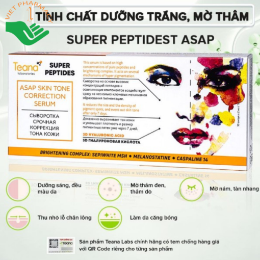 Tinh chất dưỡng trắng da, mờ thâm nám Serum Teana Super Peptides ASAP Skin Tone Correction