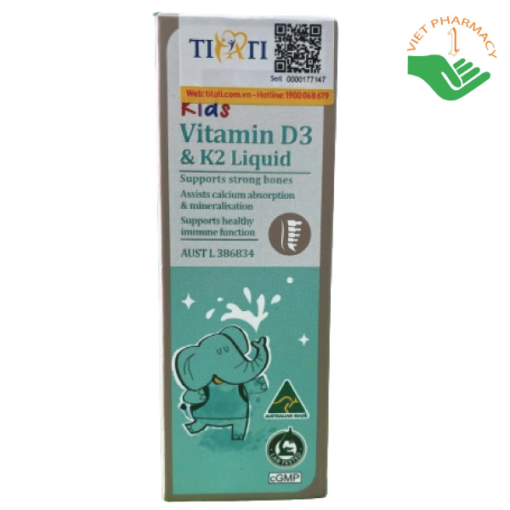 Tinh chất Vitatree Kids Vitamin D3 & K2 Liquid (Hộp 1 chai nhỏ giọt 20ml)