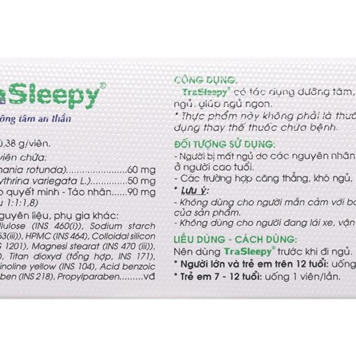 Viên uống Trasleepy Dưỡng tâm an thần Traphaco