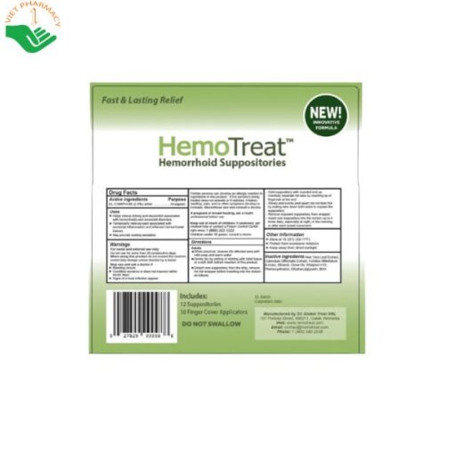 Viên đặt hỗ trợ điều trị trĩ HemoTreat H