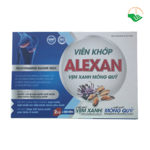 Viên khớp ALEXAN Vẹm xanh Móng quỷ (Hộp 2 lọ 60 viên)