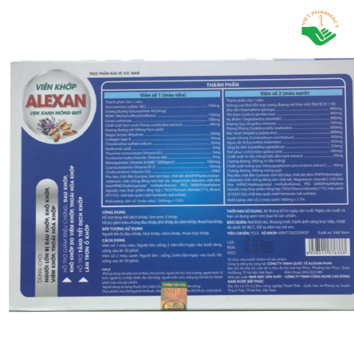 Viên khớp ALEXAN Vẹm xanh Móng quỷ (Hộp 2 lọ 60 viên)