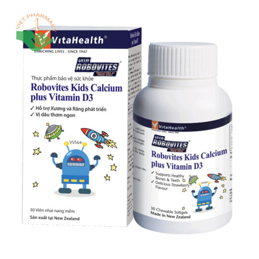 Viên nhai VitaHealth Robovites Kids Calcium plus Vitamin D3