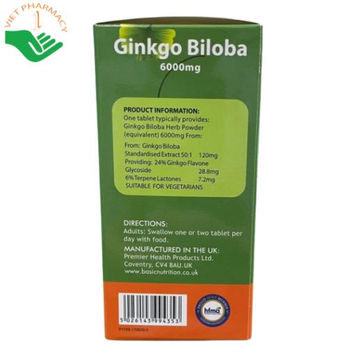 Viên uống Basic Nutrition Ginkgo Biloba 6000mg